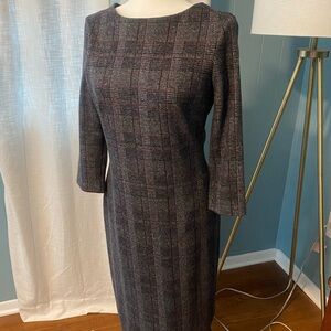 Elegant Gray Plaid Dress